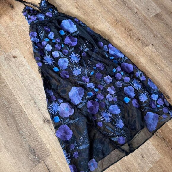 For Love Lemons Kaylee Bold Vibrant Floral Embroidered Sheer Maxi Dress S $348 - Picture 4 of 7
